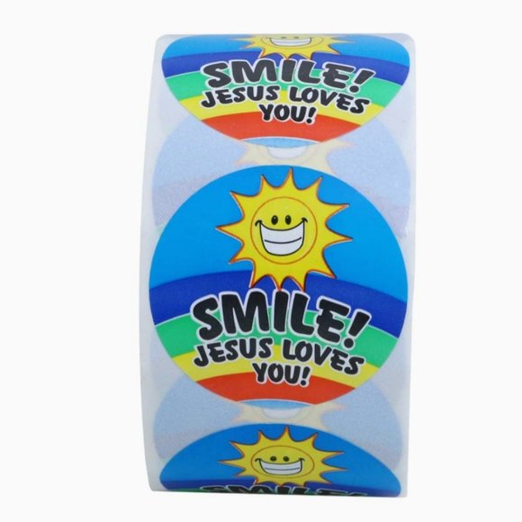 150 SMILE JESUS LOVES YOU Stickers 1.5" - Picture 5 of 5
